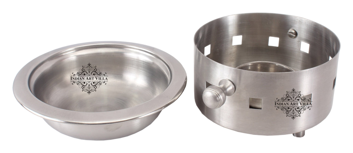 Pure Steel Snack Warmer with Fuel Bowl|Serving Dishes