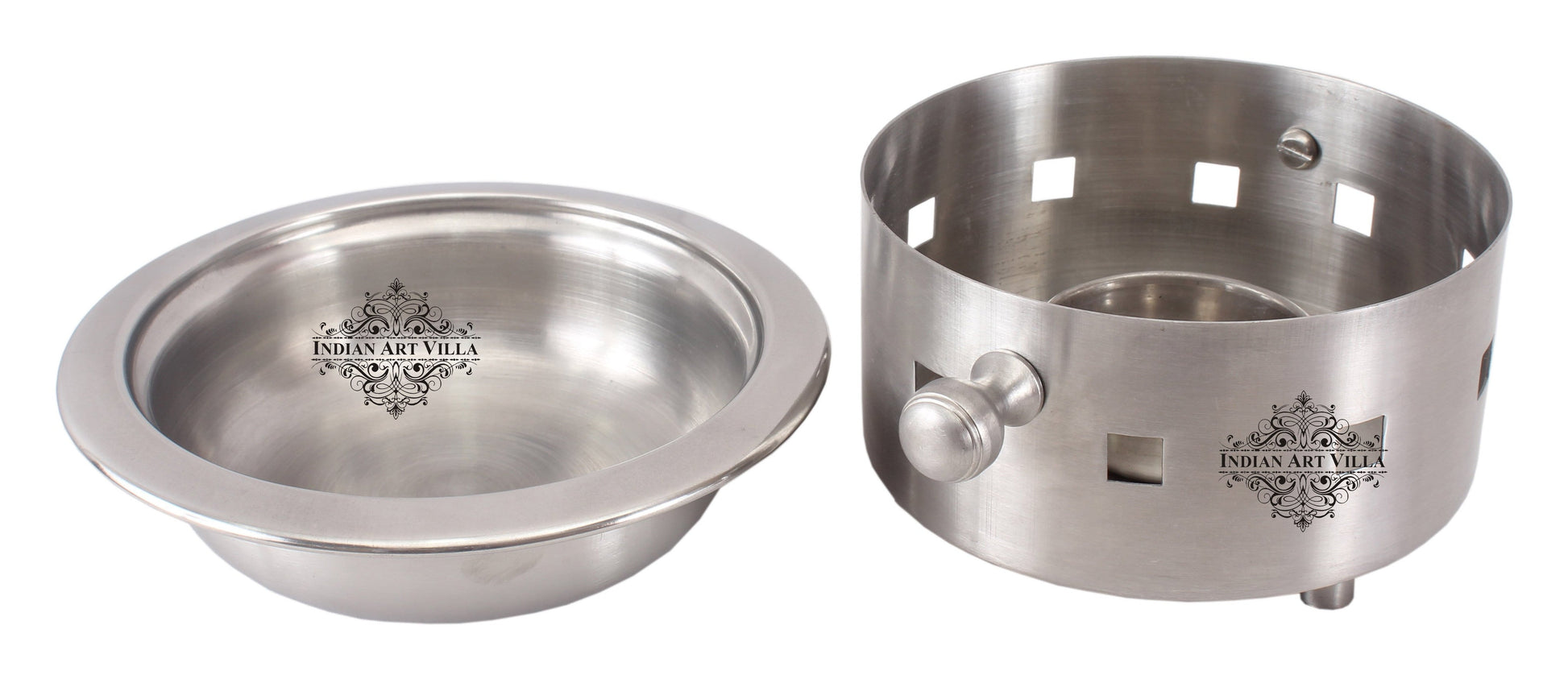 Pure Steel Snack Warmer with Fuel Bowl|Serving Dishes