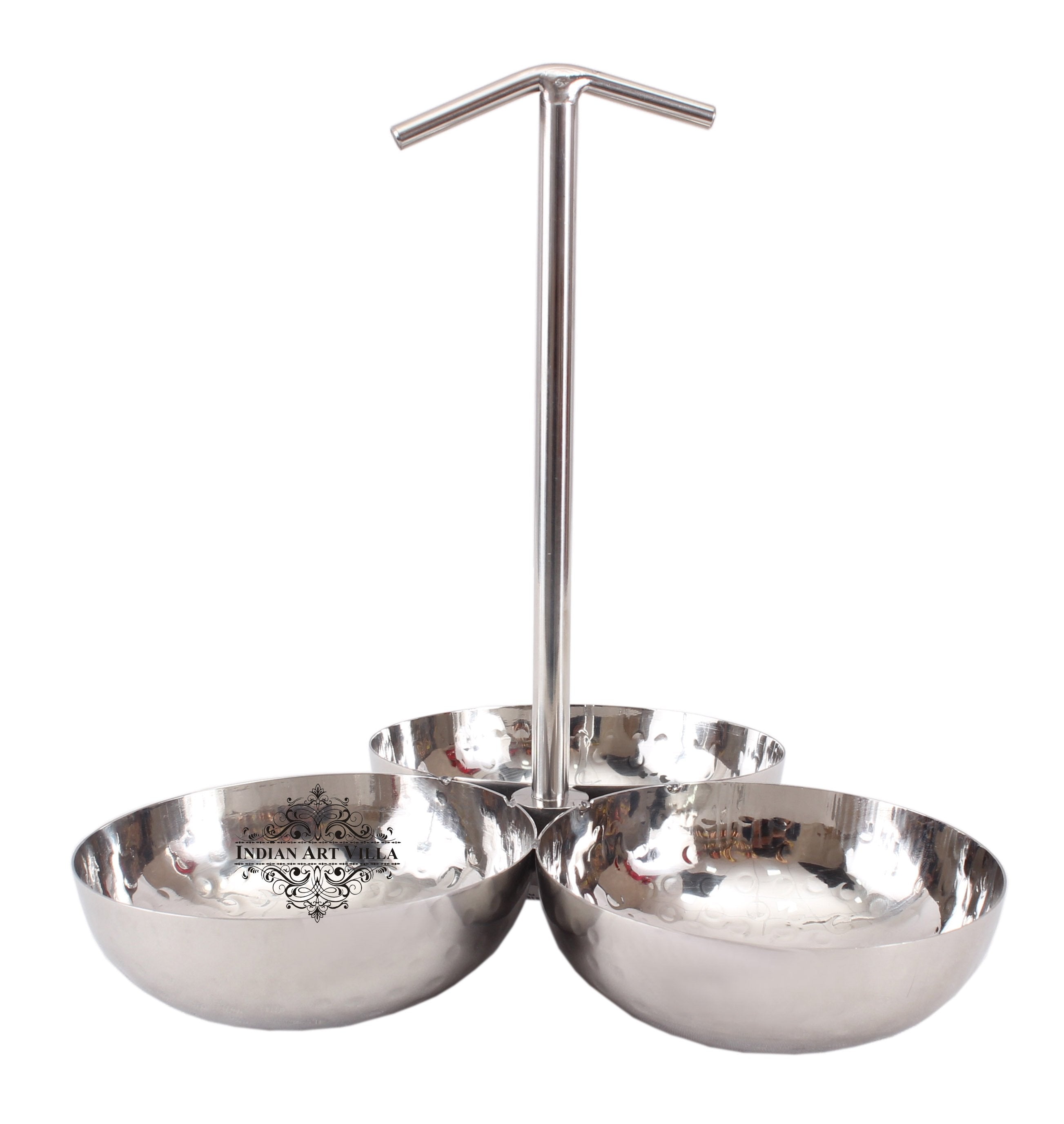 Pure Steel Hammered Design Round Pickel Set of 3