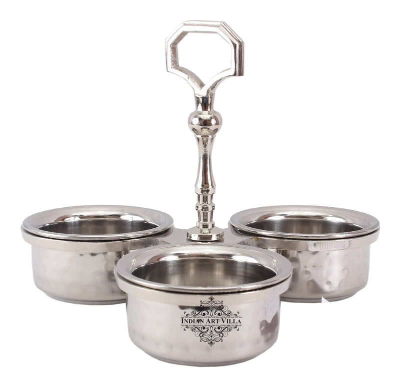 Pure Steel Hammered Design Beaded Pickle Set of 3