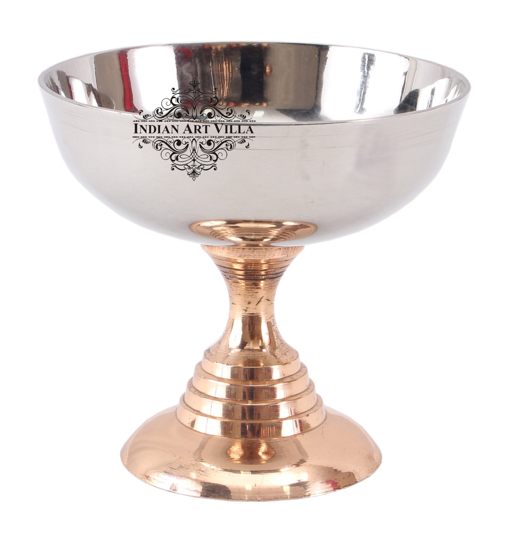 Pure Steel Ice Cream Cup with Copper Stand| A Blend of Elegance and Utility