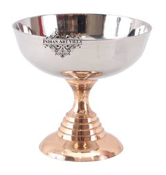 Pure Steel Ice Cream Cup with Copper Stand| A Blend of Elegance and Utility