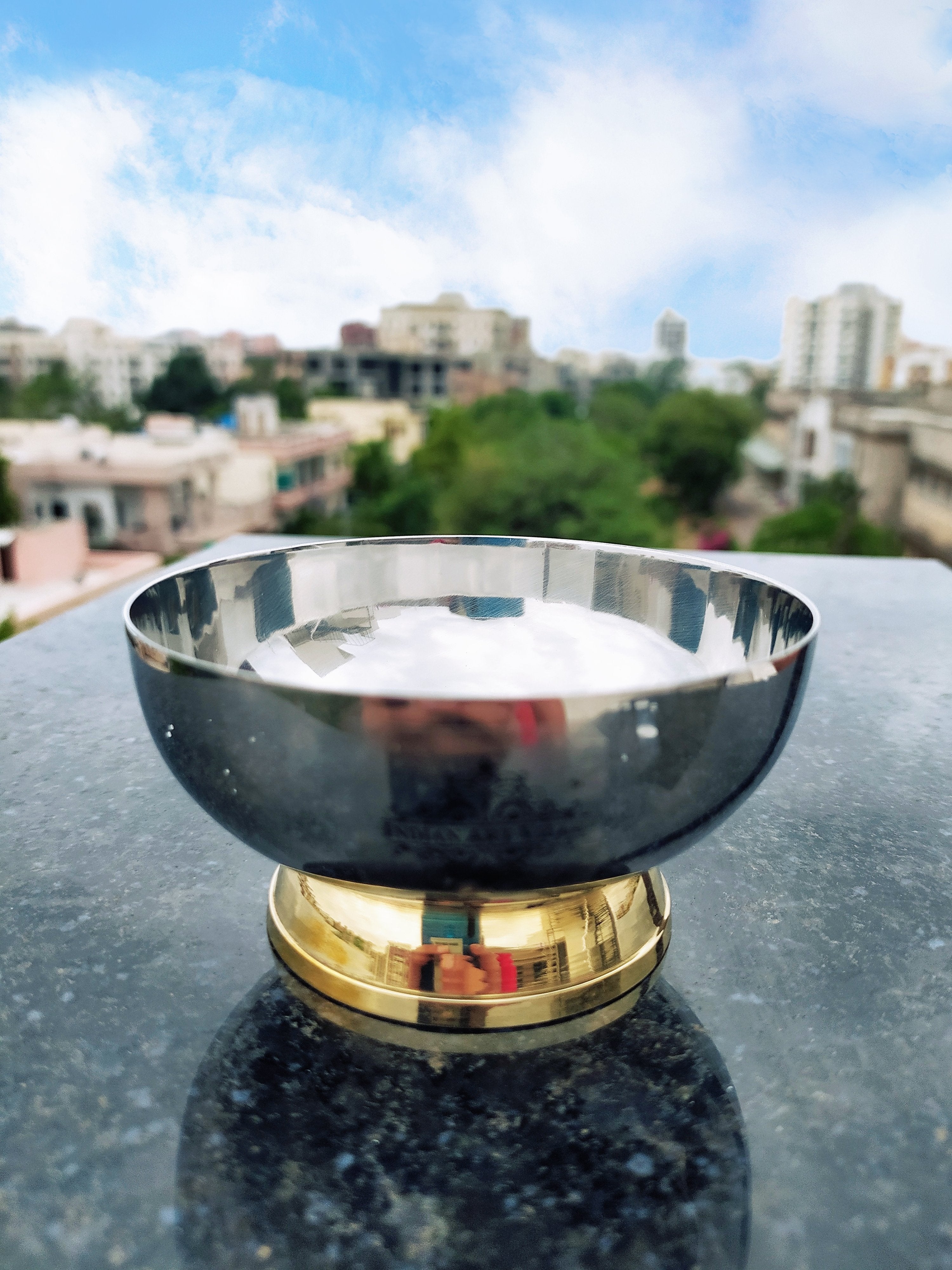 Pure Steel Dessert Bowl with Copper Stand - Celebrate Elegance and Tradition