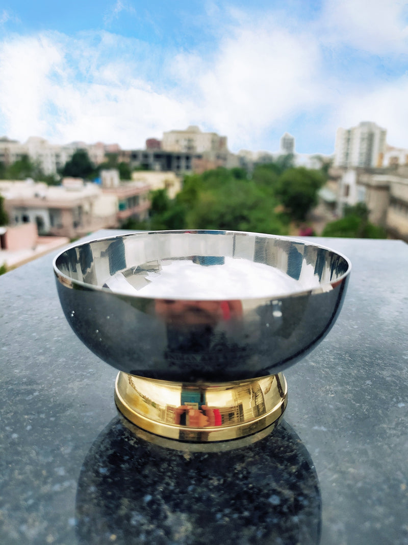 Pure Steel Dessert Bowl with Copper Stand - Celebrate Elegance and Tradition