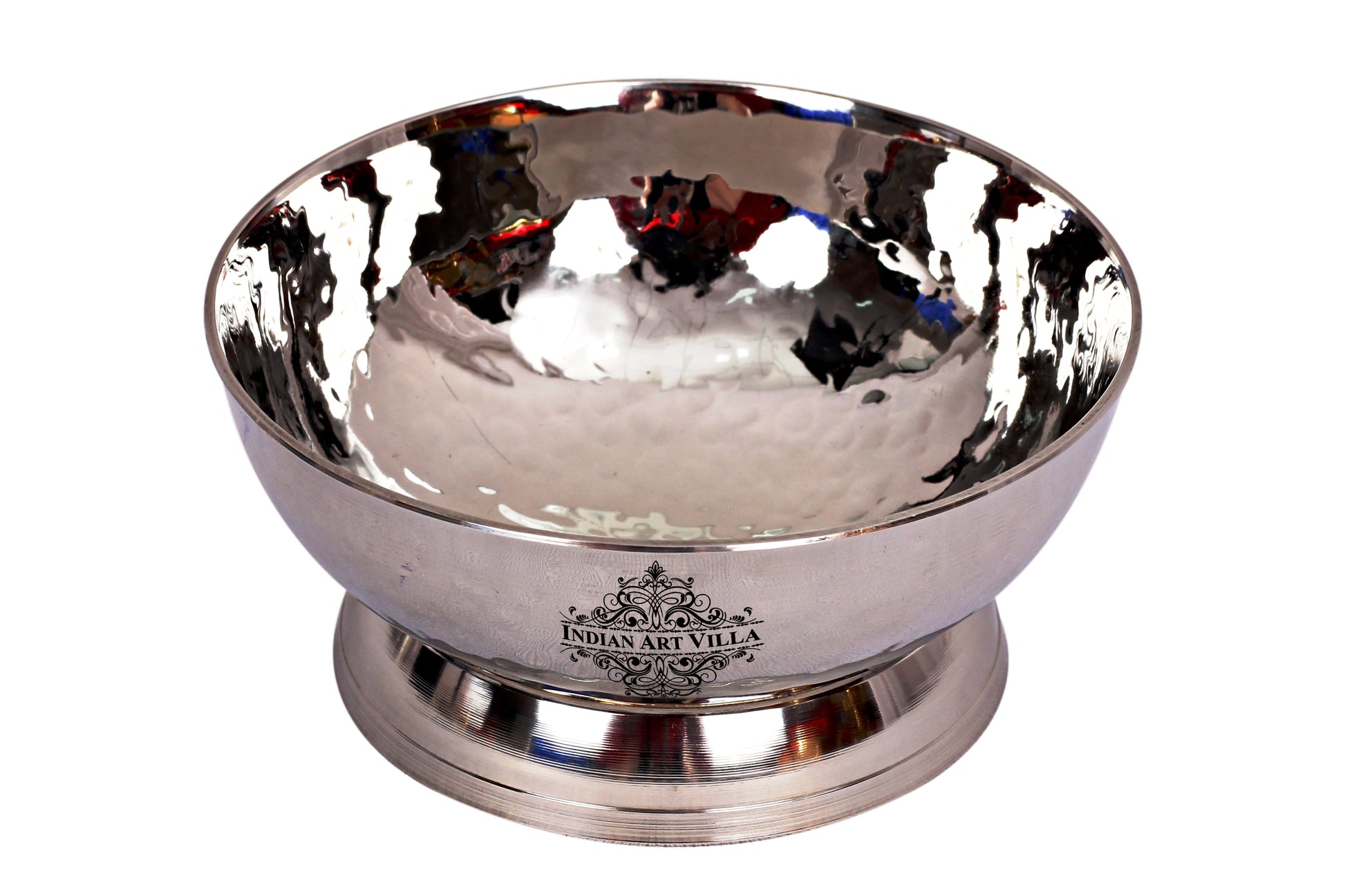 Pure Steel Hammered Design Dessert Bowl with Stand -160 ML