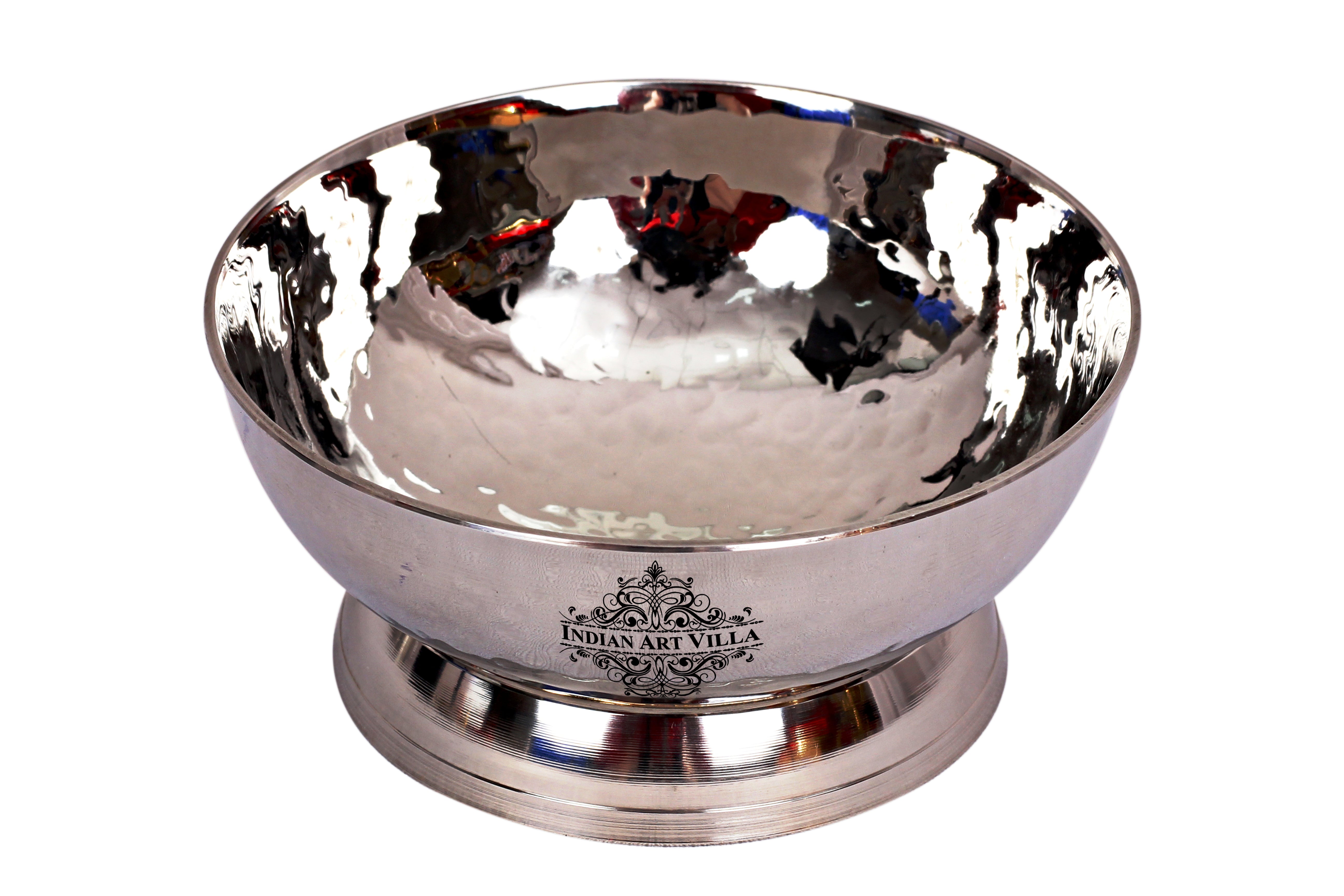 Pure Steel Hammered Design Dessert Bowl with Stand -160 ML