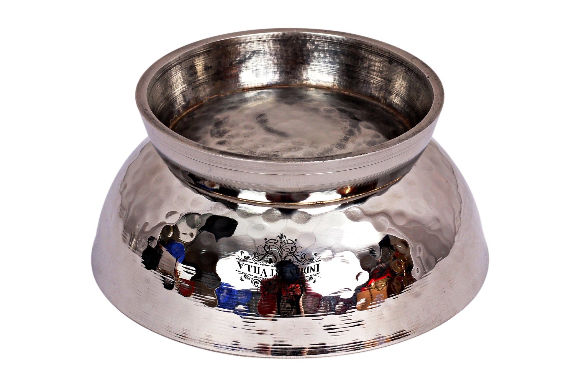 Pure Steel Hammered Design Dessert Bowl with Stand -160 ML