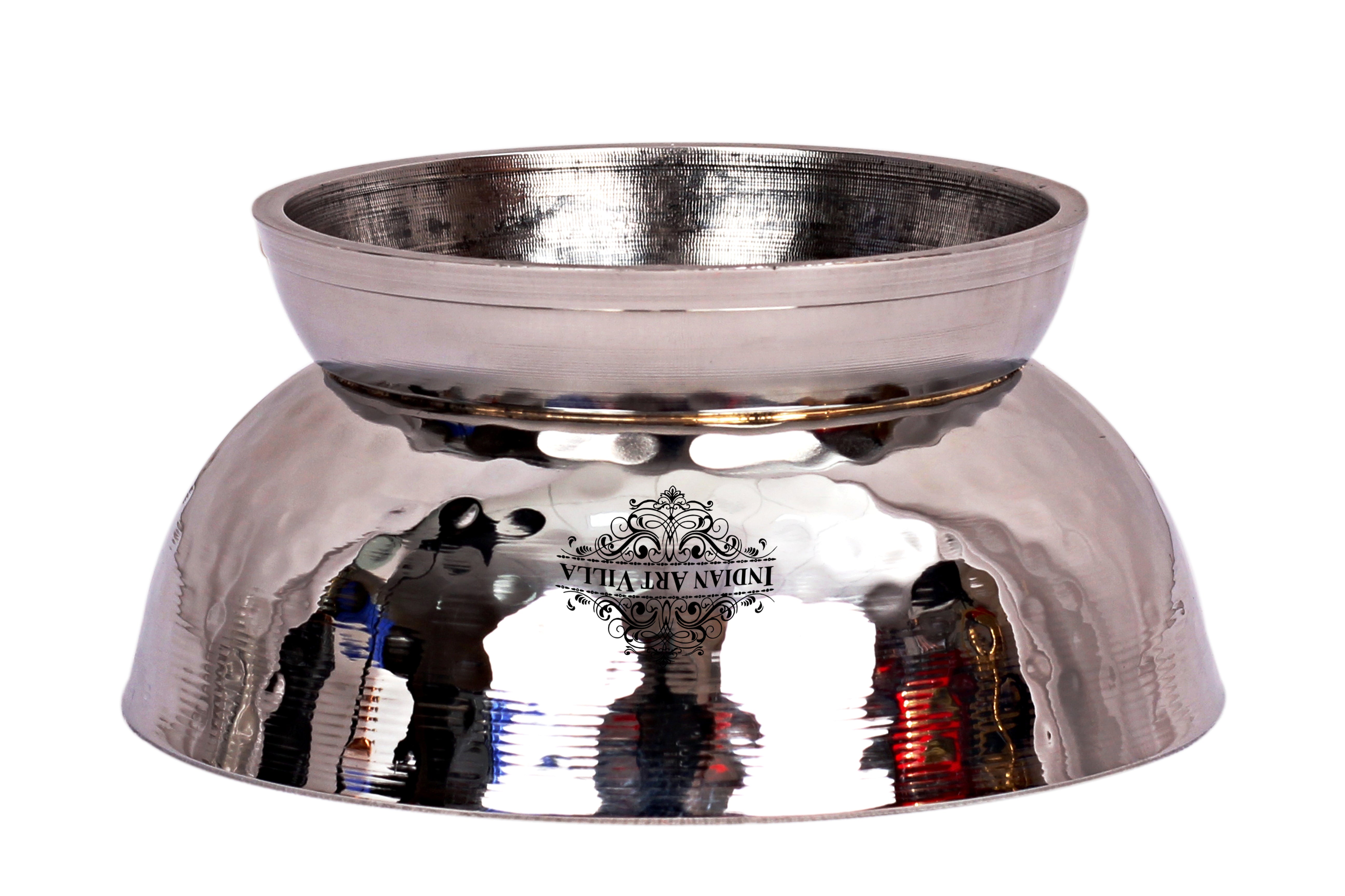 Pure Steel Hammered Design Dessert Bowl with Stand -160 ML