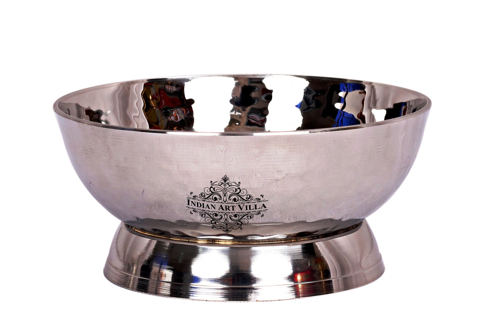 Pure Steel Hammered Design Dessert Bowl with Stand -160 ML