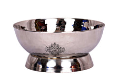 Pure Steel Hammered Design Dessert Bowl with Stand -160 ML