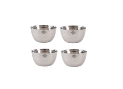 Handmade Pure Steel Serving Bowl | Katori with Hammered Design, Tableware, Dinnerware, 150ml