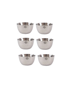 Handmade Pure Steel Serving Bowl | Katori with Hammered Design, Tableware, Dinnerware, 150ml