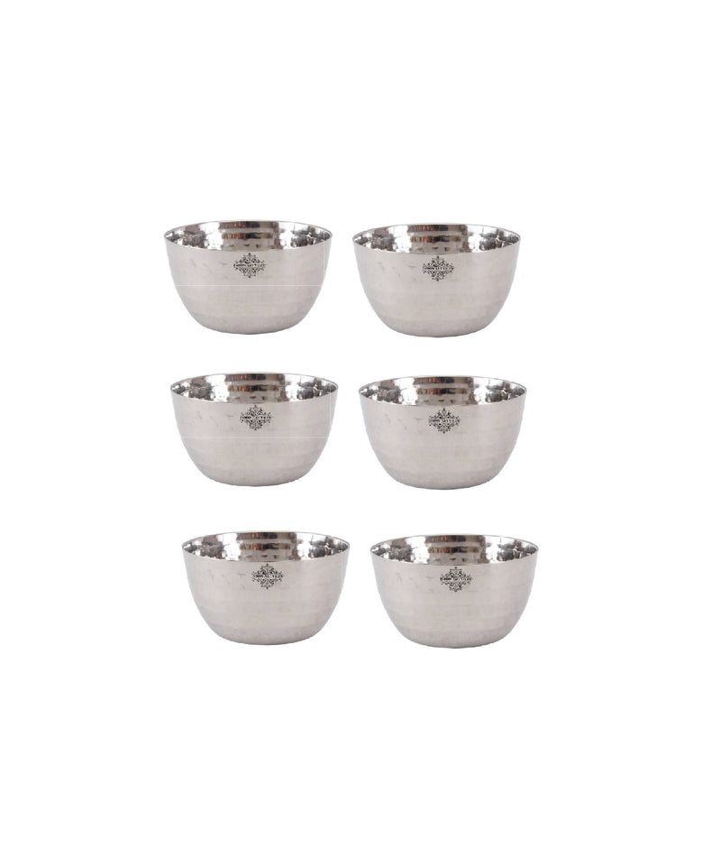 Handmade Pure Steel Serving Bowl | Katori with Hammered Design, Tableware, Dinnerware, 150ml