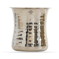 Handcrafted Pure Steel Hammered Design Curved Glass, Drinkware, Serveware, 280ml