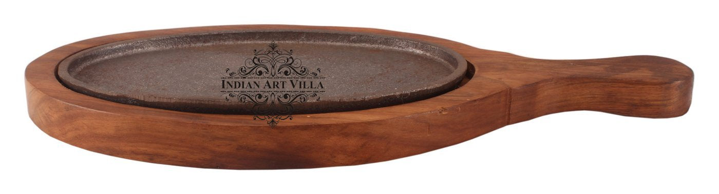 Pure Iron Sizzler with Wooden Base Oval Sizzler