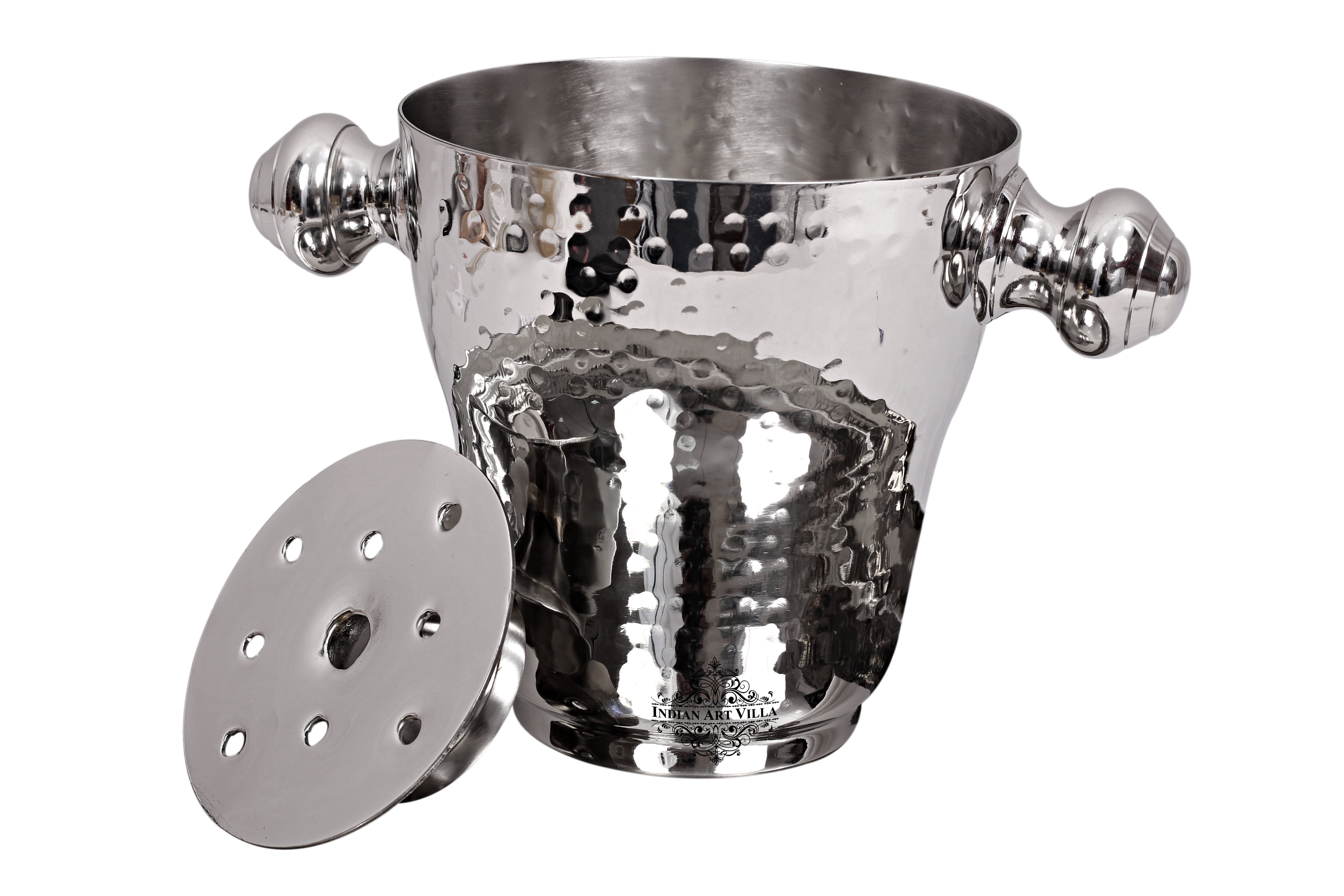 Pure Stainless Steel Hammered Design Ice Bucket  1200 ML