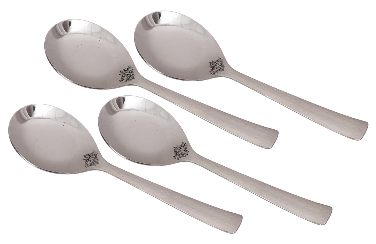 Handmade Hammered Premium Quality Stainless Steel Rice Spoon Cutlery, Silver