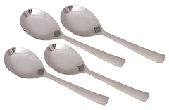 Handmade Hammered Premium Quality Stainless Steel Rice Spoon Cutlery, Silver
