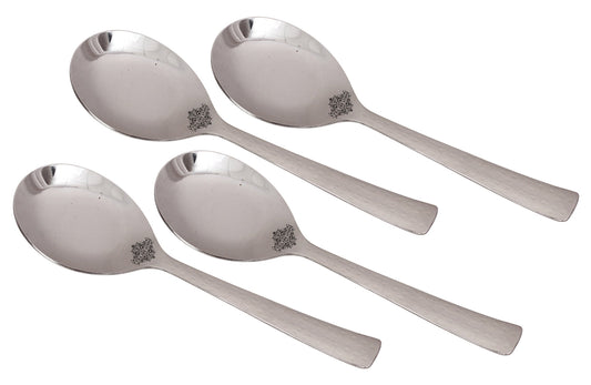 Handmade Hammered Premium Quality Stainless Steel Rice Spoon Cutlery, Silver