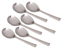 Handmade Hammered Premium Quality Stainless Steel Rice Spoon Cutlery, Silver