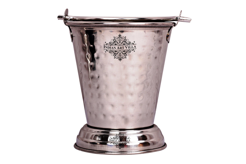 Hammered Steel Two Serving Bucket, Serving Vegetable Rayta Dishes, Silver