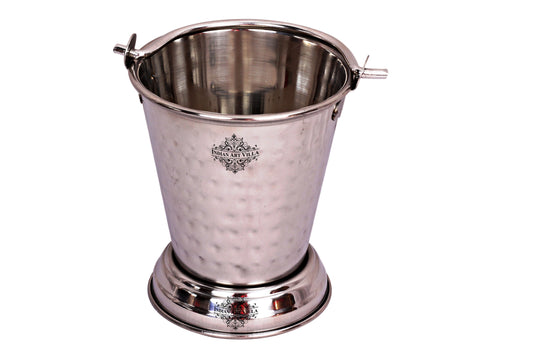 Hammered Steel Two Serving Bucket, Serving Vegetable Rayta Dishes, Silver