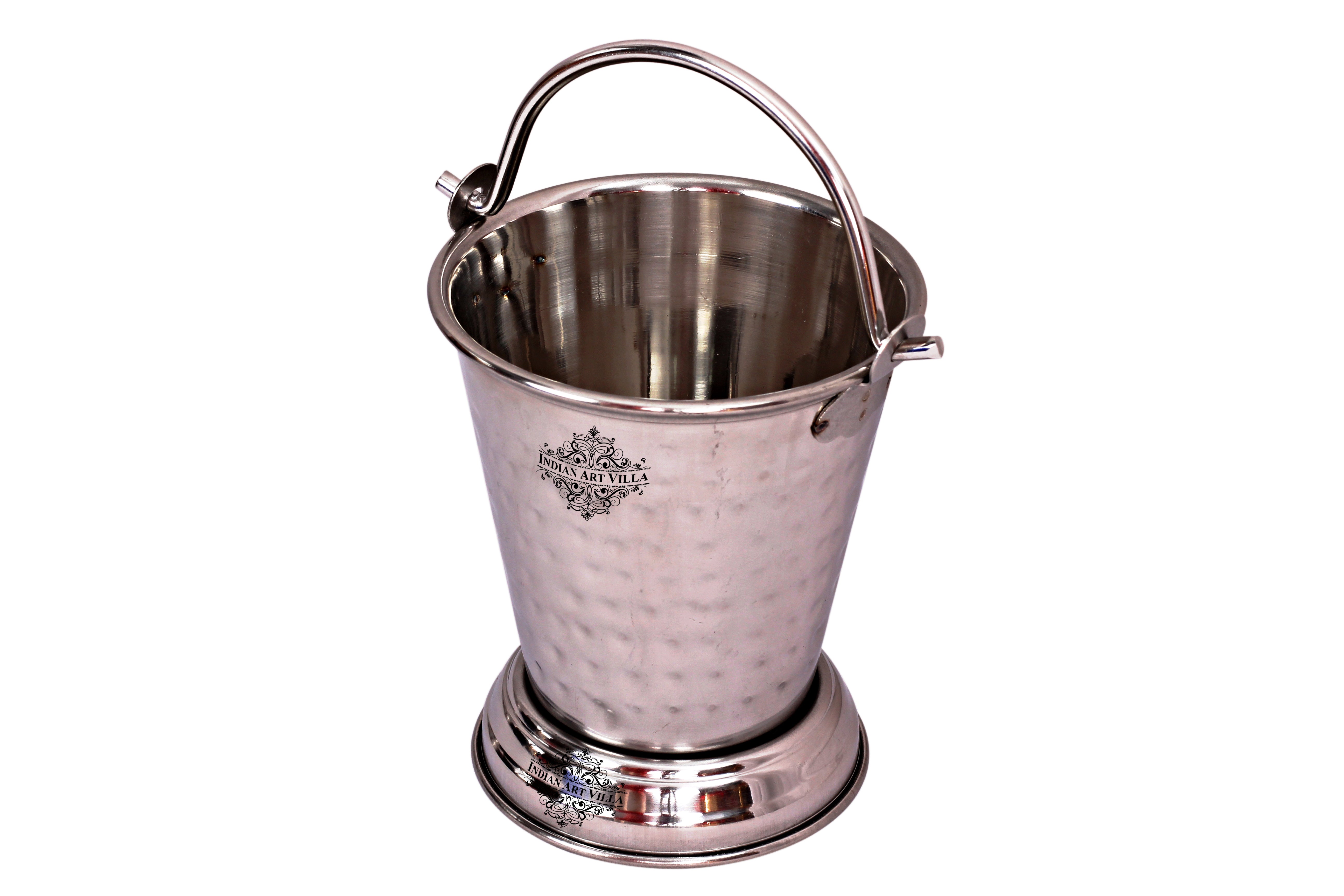 Hammered Steel Two Serving Bucket, Serving Vegetable Rayta Dishes, Silver