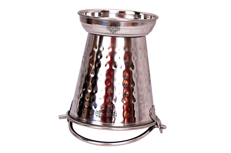 Hammered Steel Two Serving Bucket, Serving Vegetable Rayta Dishes, Silver