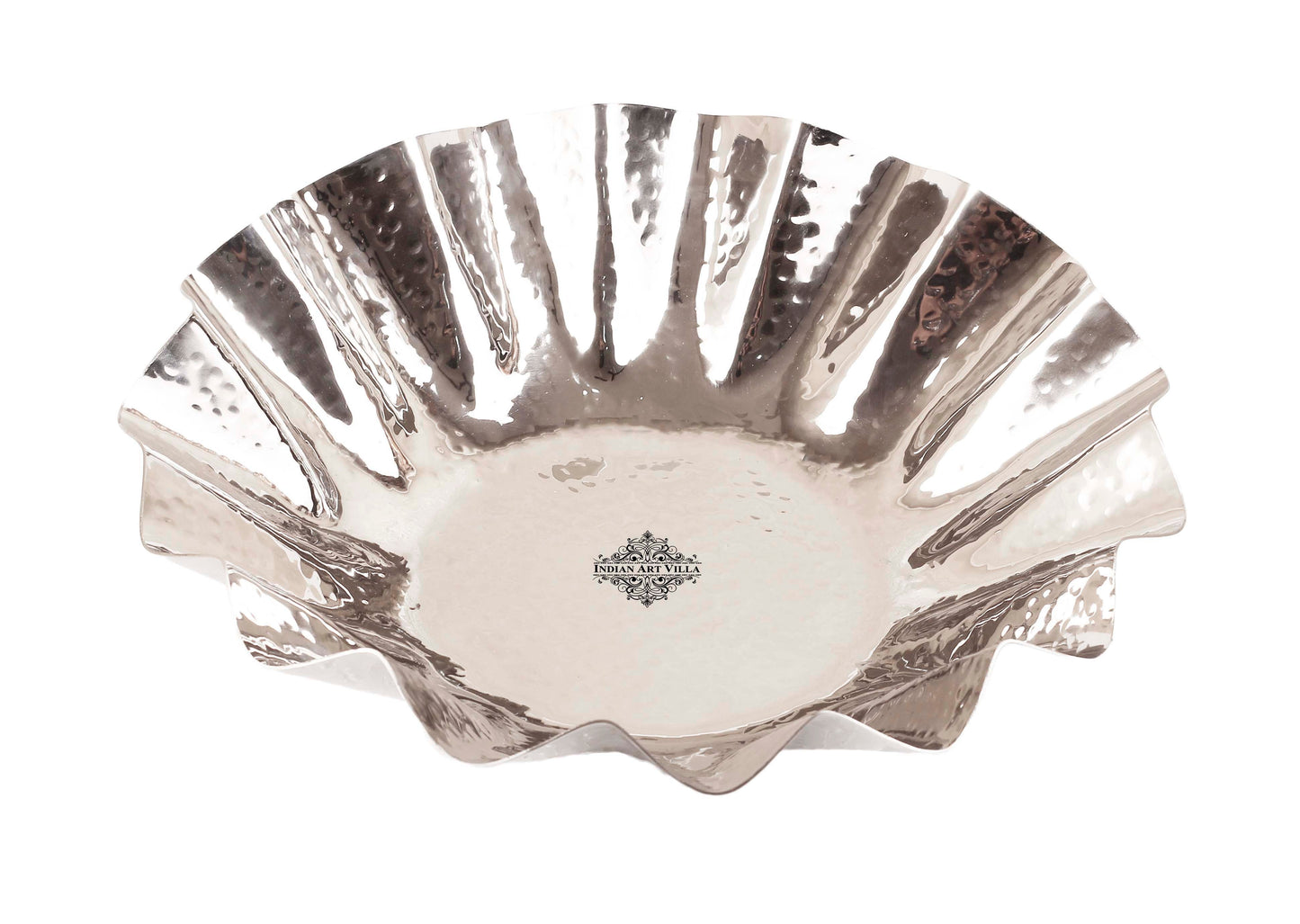 Pure Hammered Round Steel Platter Center Piece Bowl Serveware Tableware