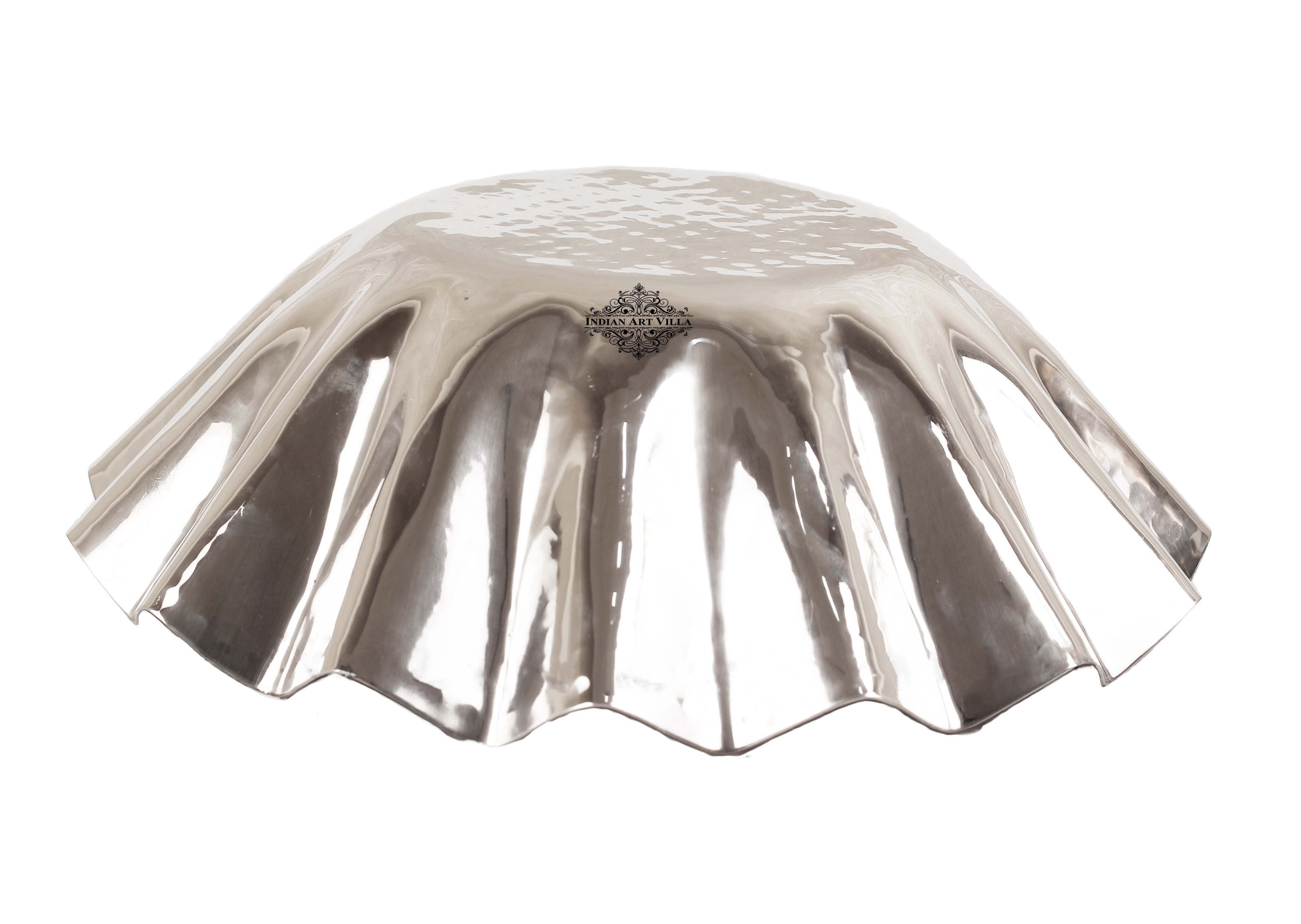 Pure Hammered Round Steel Platter Center Piece Bowl Serveware Tableware