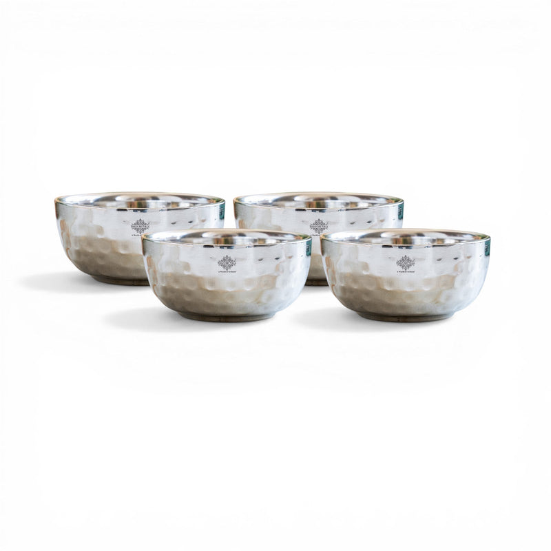 Steel Hammered Double wall Bowl, 130 ML
