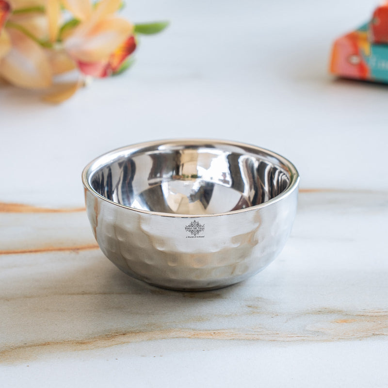 Steel Hammered Double wall Bowl, 130 ML