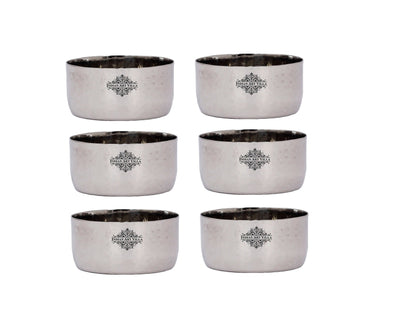 Stainless Steel Hammered Bowl Katori, Serving Dinner Vegetable Dessert Rayta, Volume 120 ML