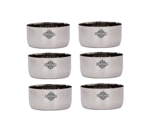 Stainless Steel Hammered Bowl Katori, Serving Dinner Vegetable Dessert Rayta, Volume 120 ML