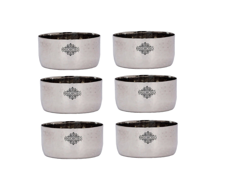 Stainless Steel Hammered Bowl Katori, Serving Dinner Vegetable Dessert Rayta, Volume 120 ML