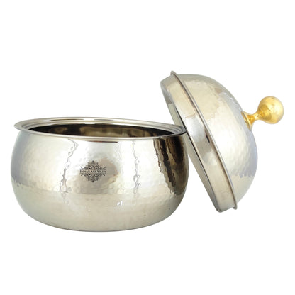 Stainless Steel Casserole Pot With Hammered Design Out Side, Tableware & Serveware For Home, Hotel & Restaurants