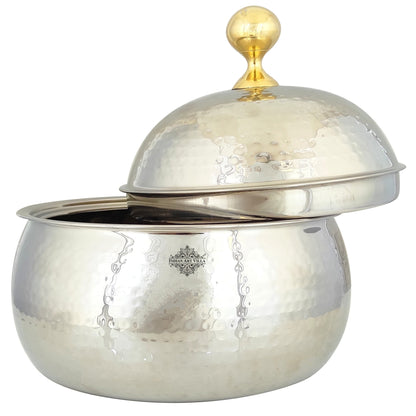 Stainless Steel Casserole Pot With Hammered Design Out Side, Tableware & Serveware For Home, Hotel & Restaurants