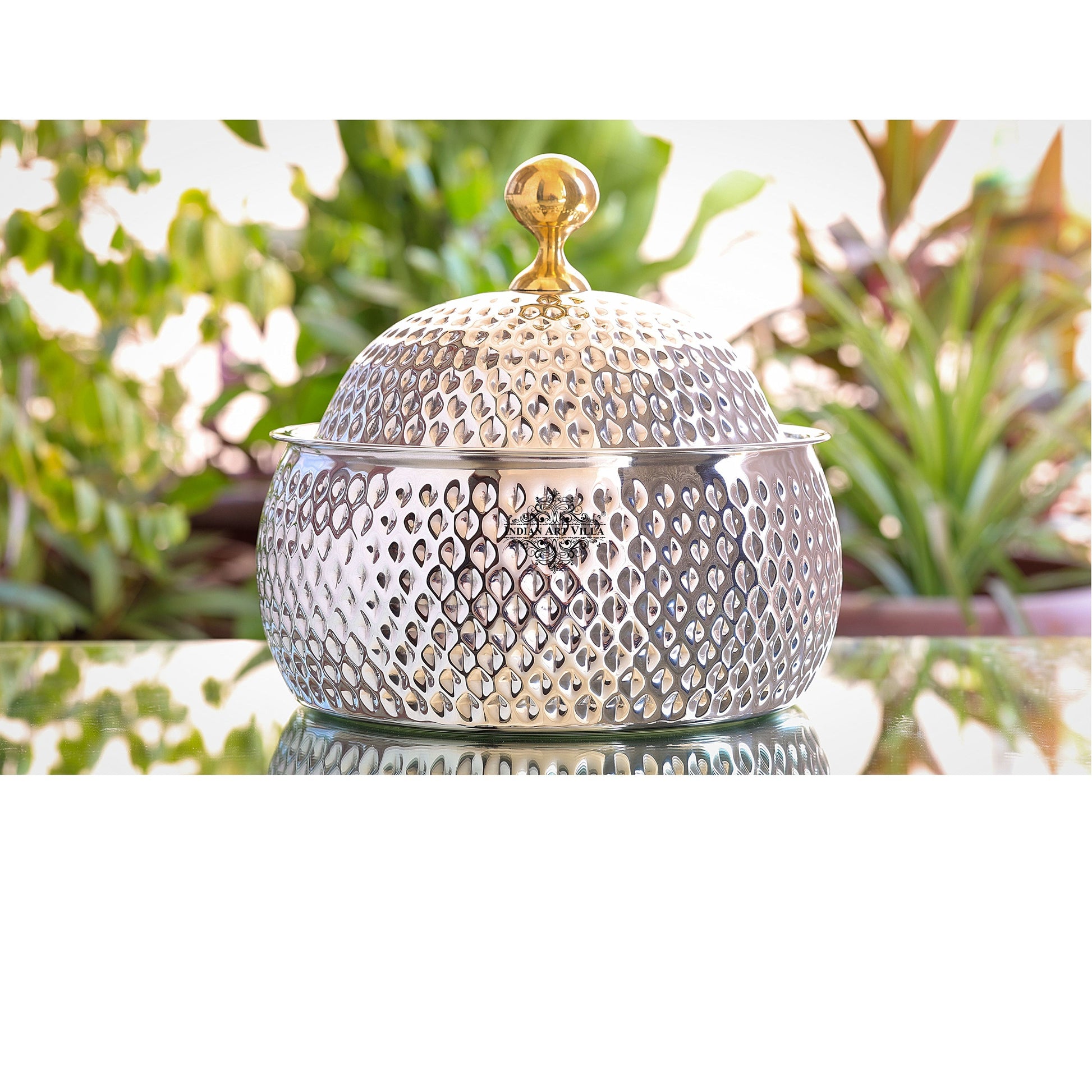 Stainless Steel Casserole Pot With Hammered Design Out Side, Tableware & Serveware For Home, Hotel & Restaurants