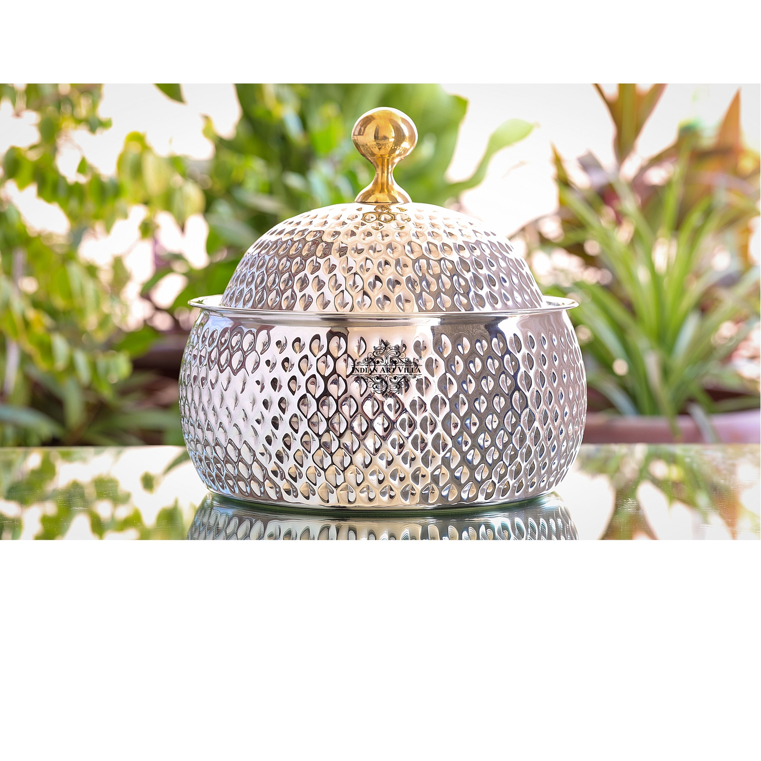 Stainless Steel Casserole Pot With Hammered Design Out Side, Tableware & Serveware For Home, Hotel & Restaurants