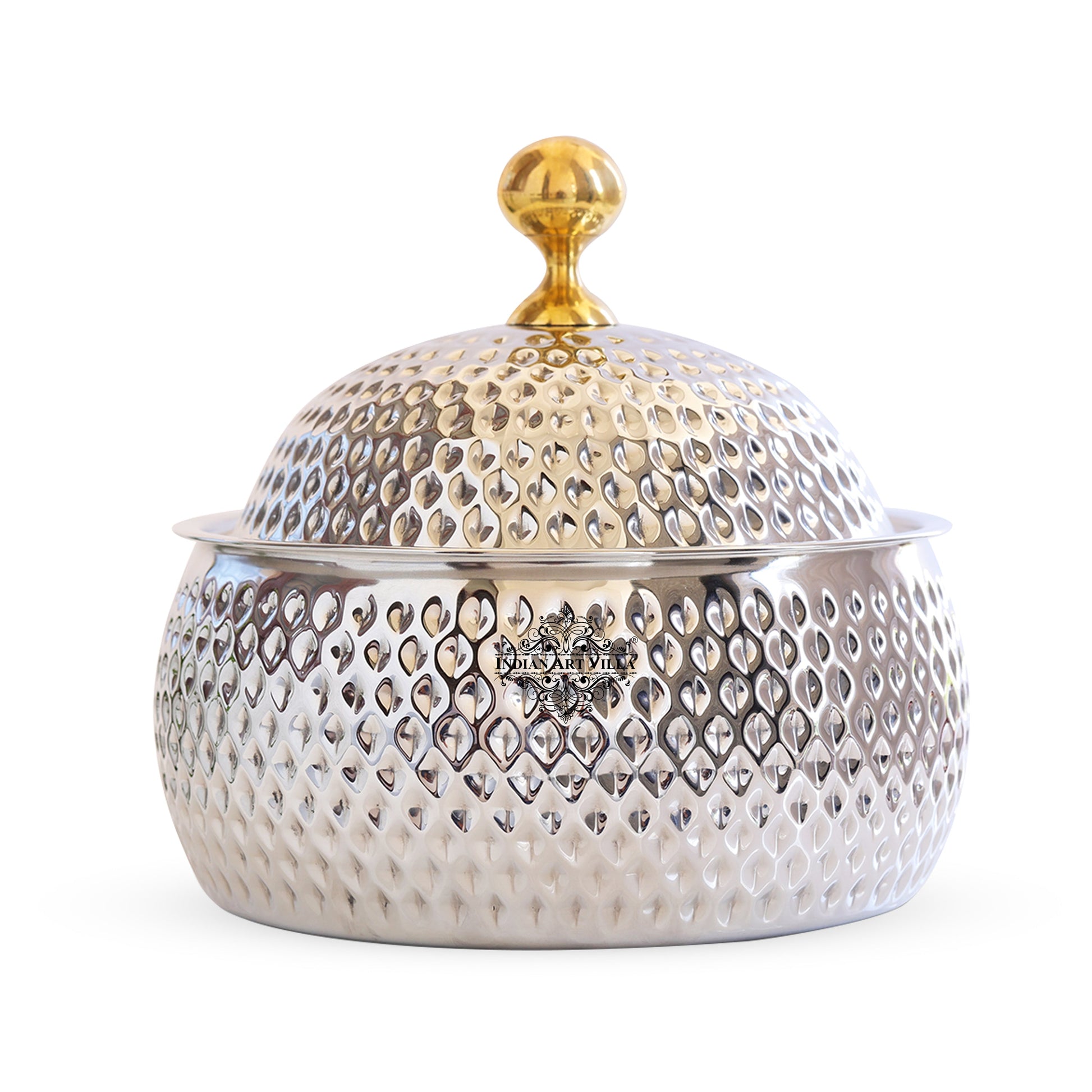 Stainless Steel Casserole Pot With Hammered Design Out Side, Tableware & Serveware For Home, Hotel & Restaurants