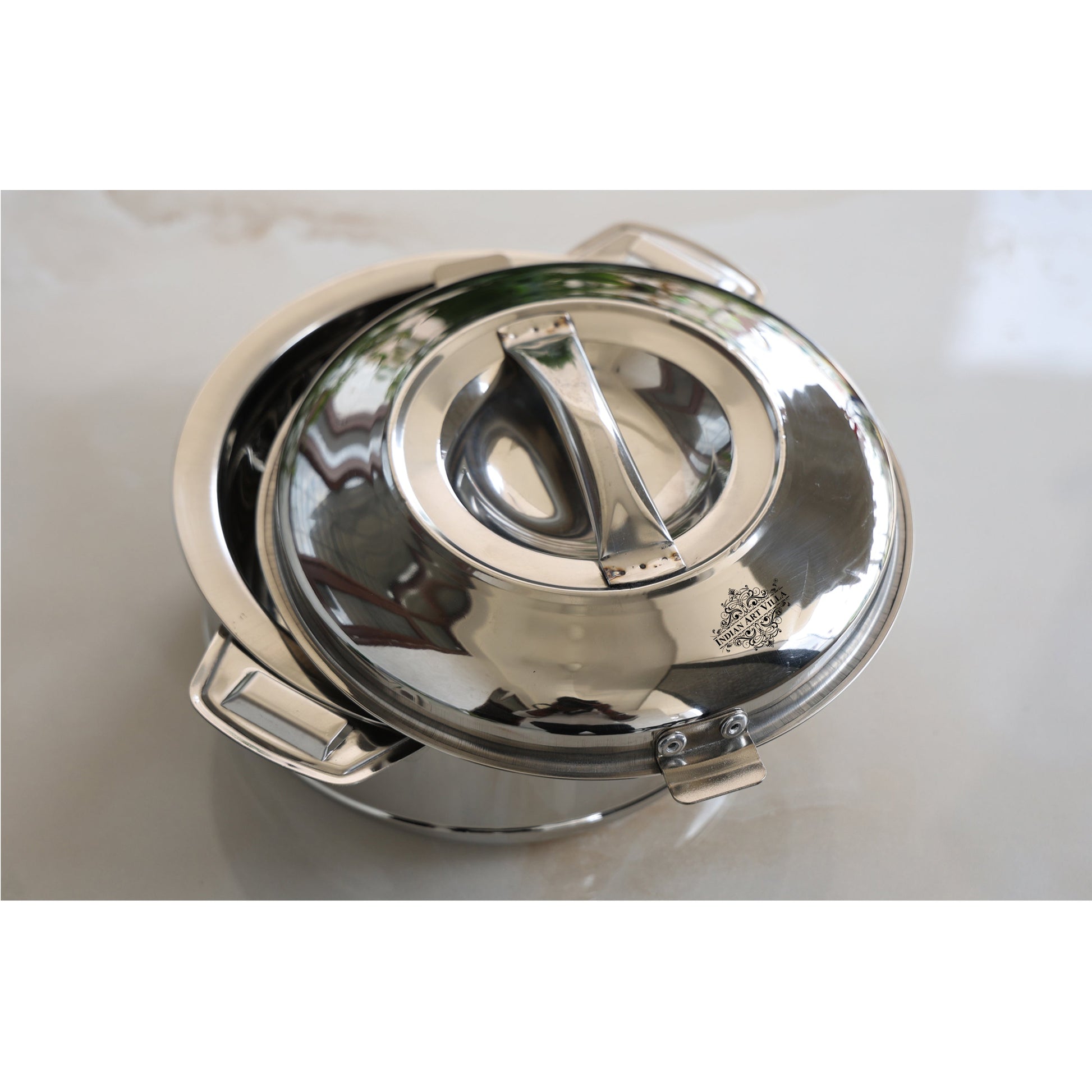 Stainless Steel Set of 3 Casseroles – Durable, Stylish, and Perfect for Every Occasion, Tableware & Serveware For Home, Hotel & Restaurants, Volume - 800 ML + 1250 ML + 2000 ML