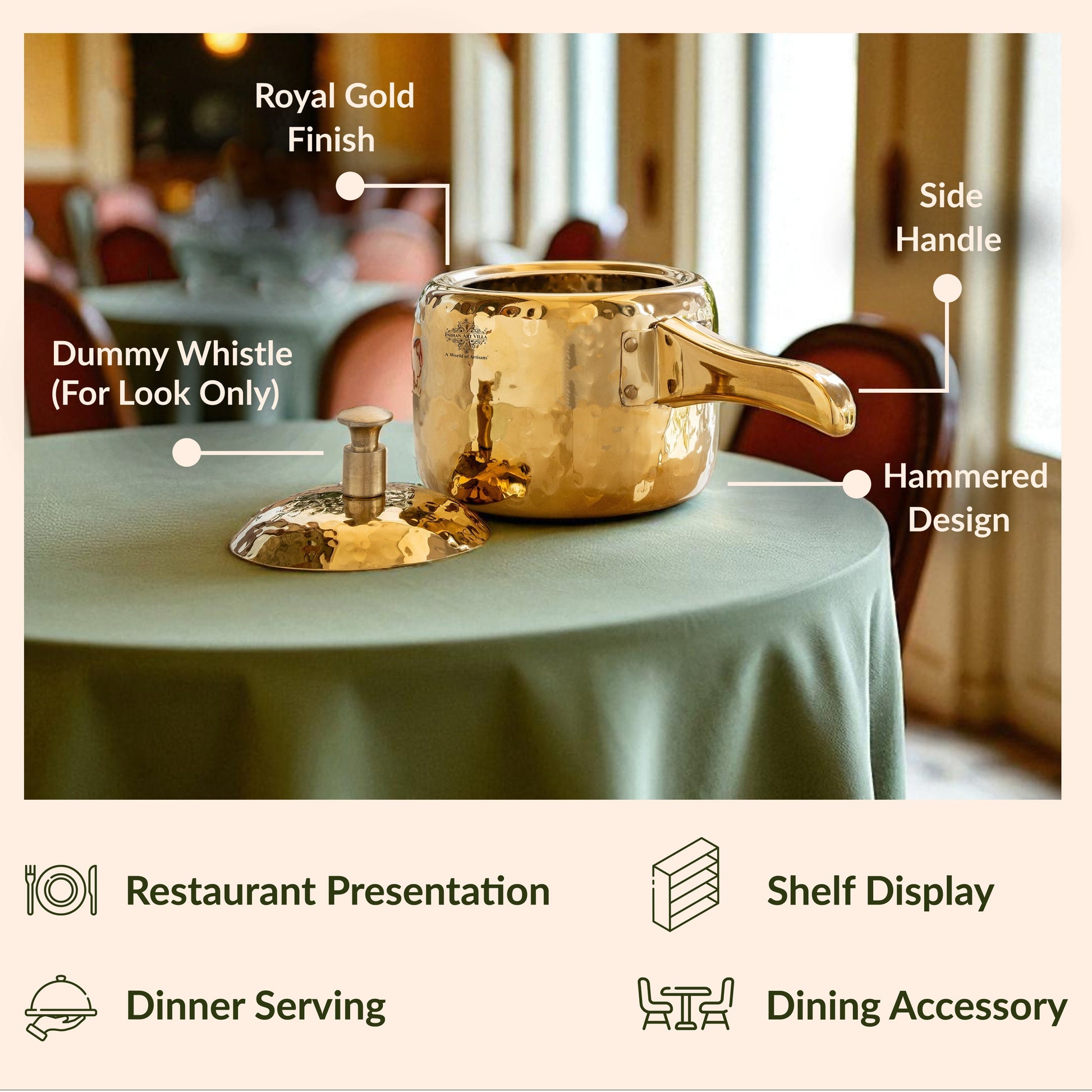 Stainless Steel Cooker With Hammered Design (Serving Only)