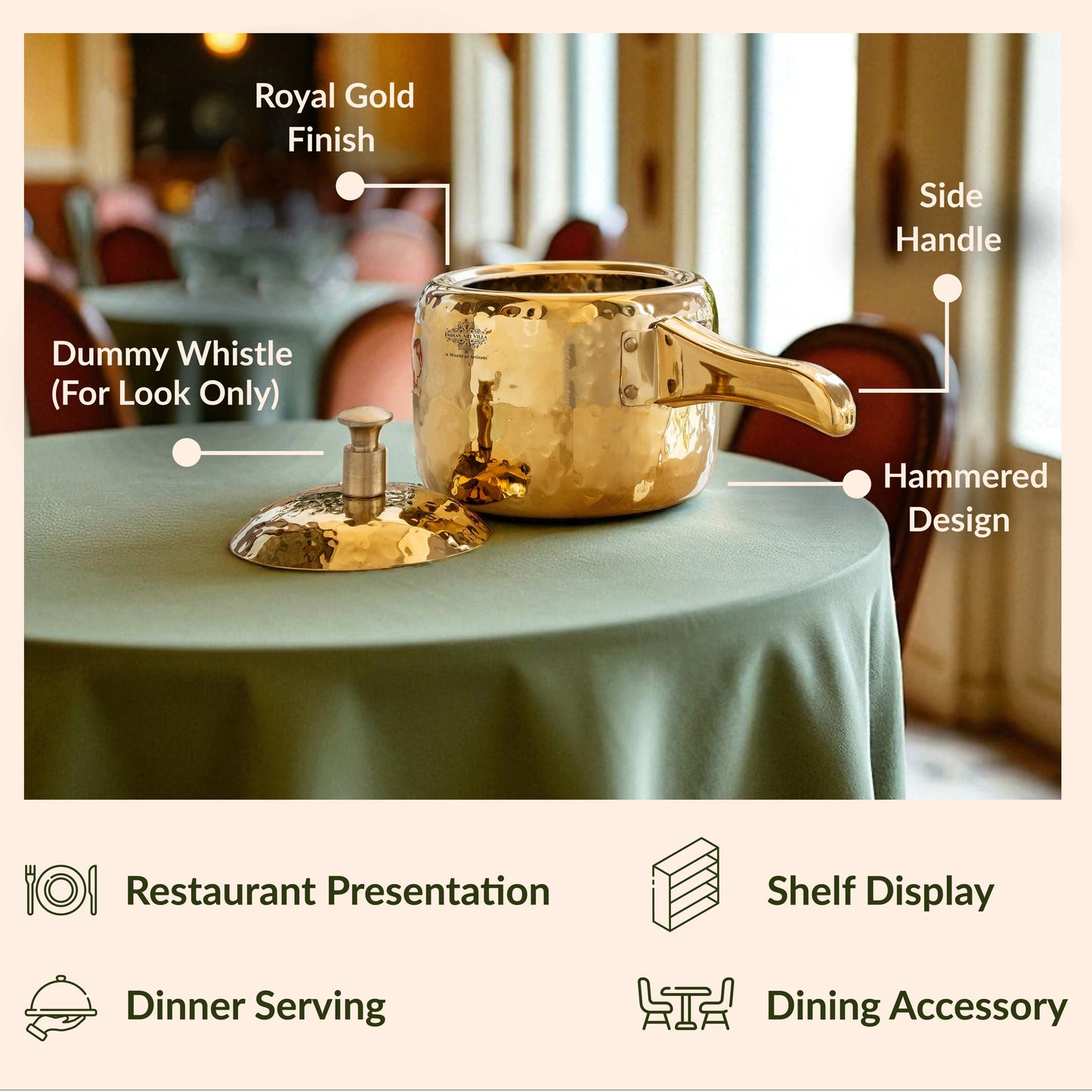 Stainless Steel Cooker With Hammered Design (Serving Only)