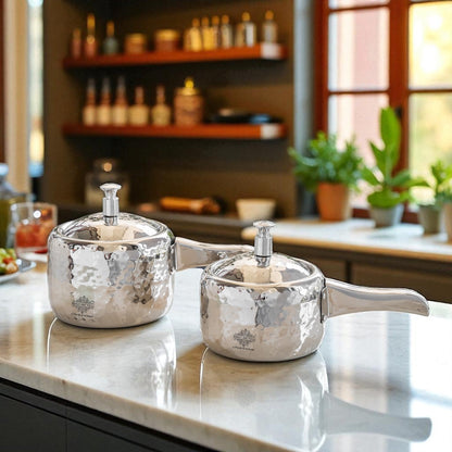 Stainless Steel Cooker With Hammered Design (Serving Only)