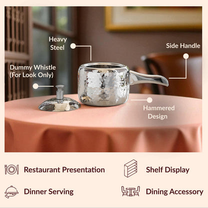 Stainless Steel Cooker With Hammered Design (Serving Only)