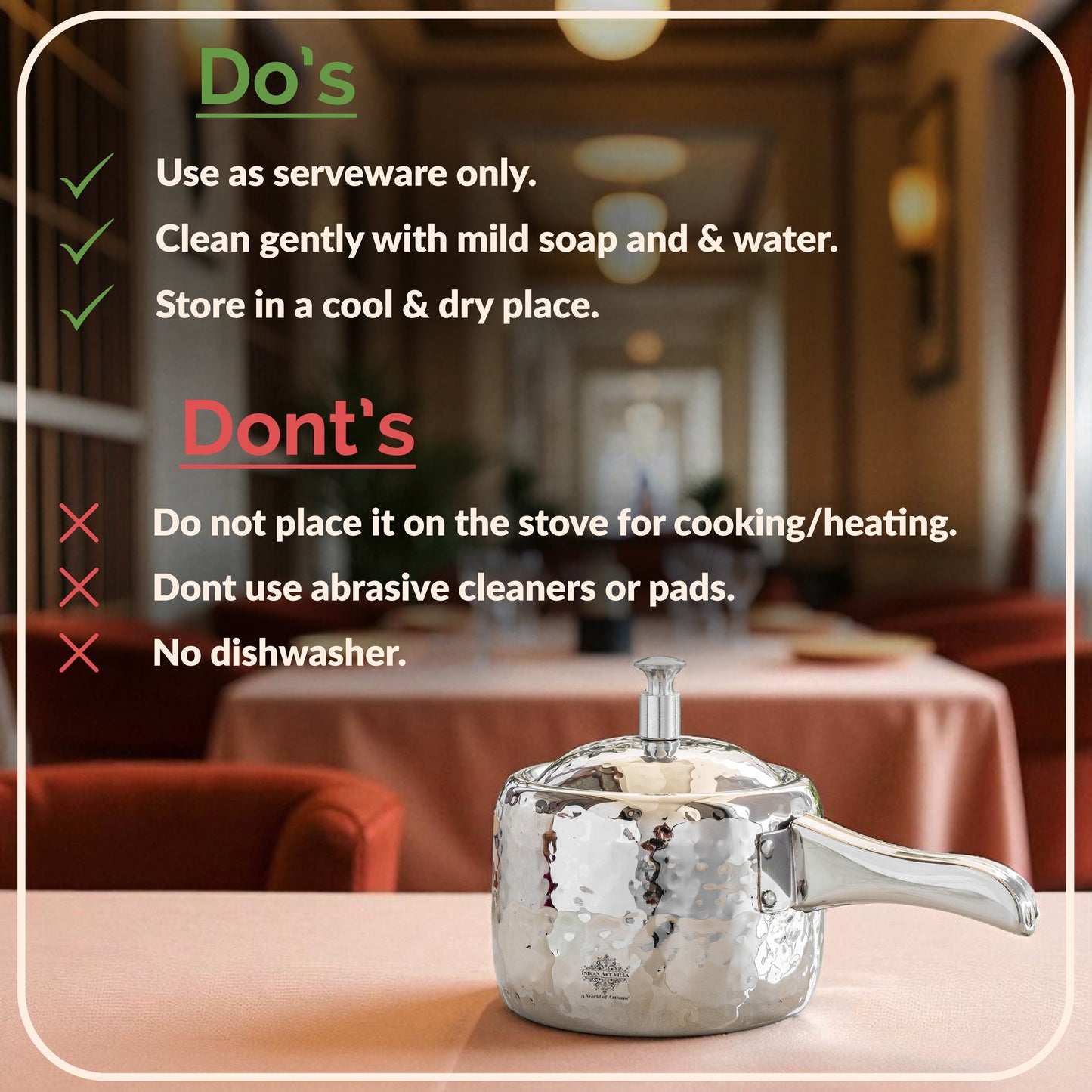 Stainless Steel Cooker With Hammered Design (Serving Only)