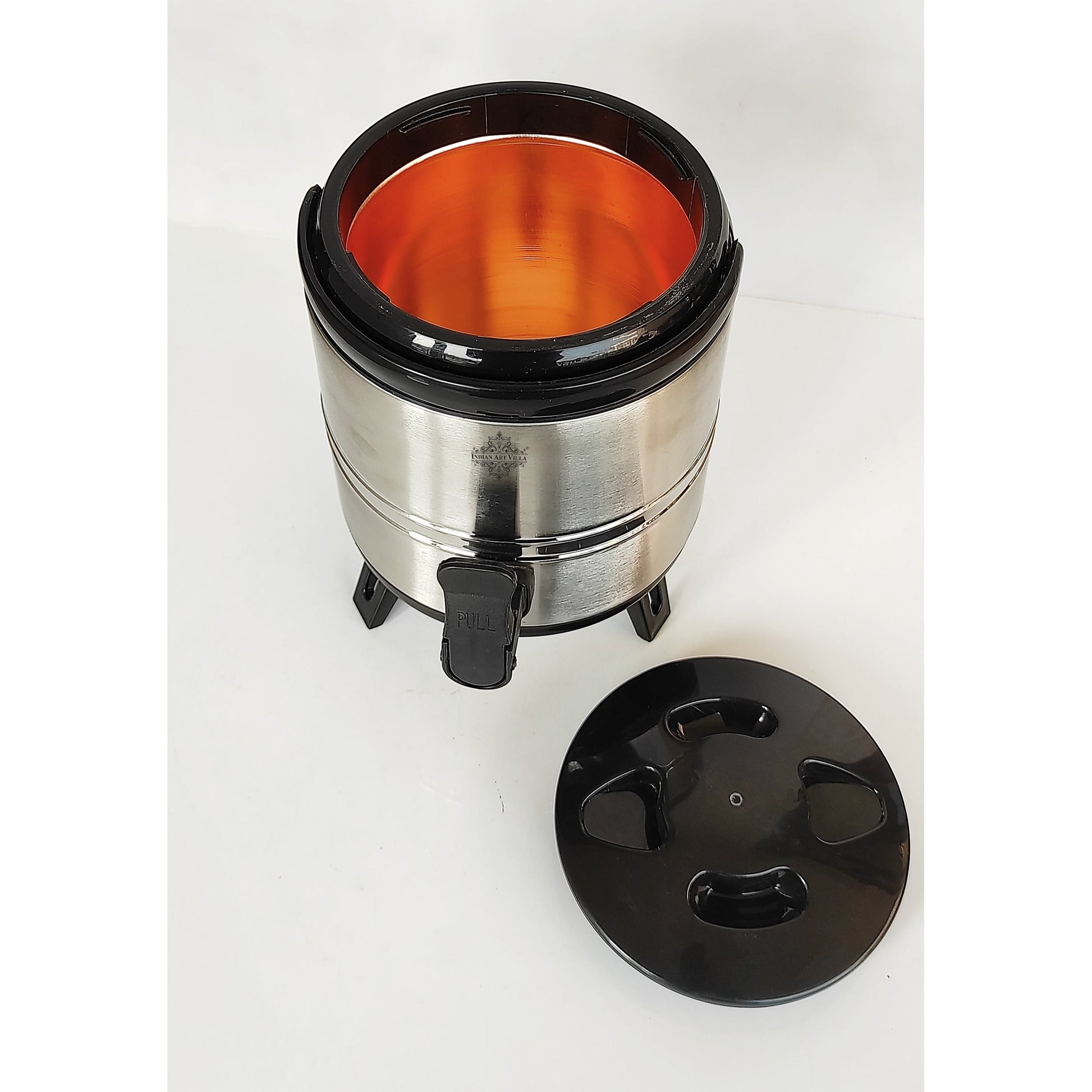 Vaccum Insulated Steel Water Dispenser, Inside Copper Thermosteel Camper, Hot and Cold, with Easy to Hold Handle,  Volume-3000 ML