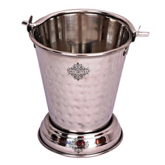 Set of Stainless Steel D/W Hammered Design, Handi No.1,2 with Glass Lid, Kadhai No.1,2, Bucket No.1 & Serving Spoon x5, 12 Pieces Set