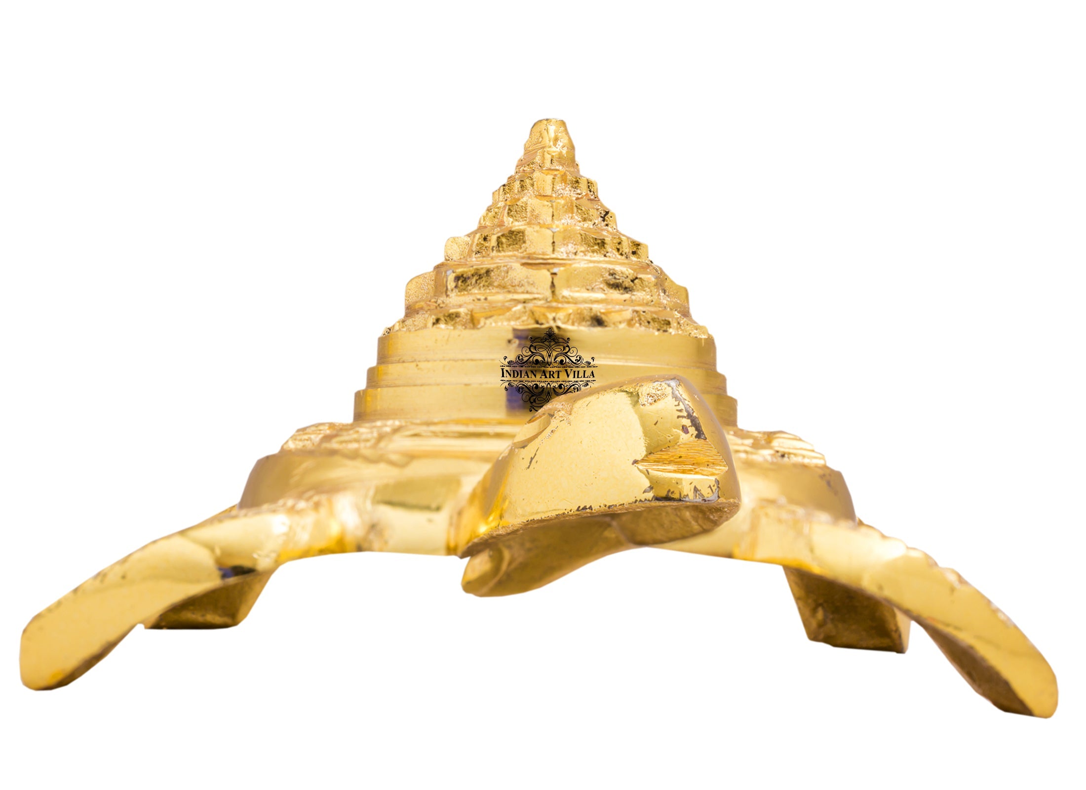Brass Handmade Vastu Tortoise with 3 Stage Pyramid