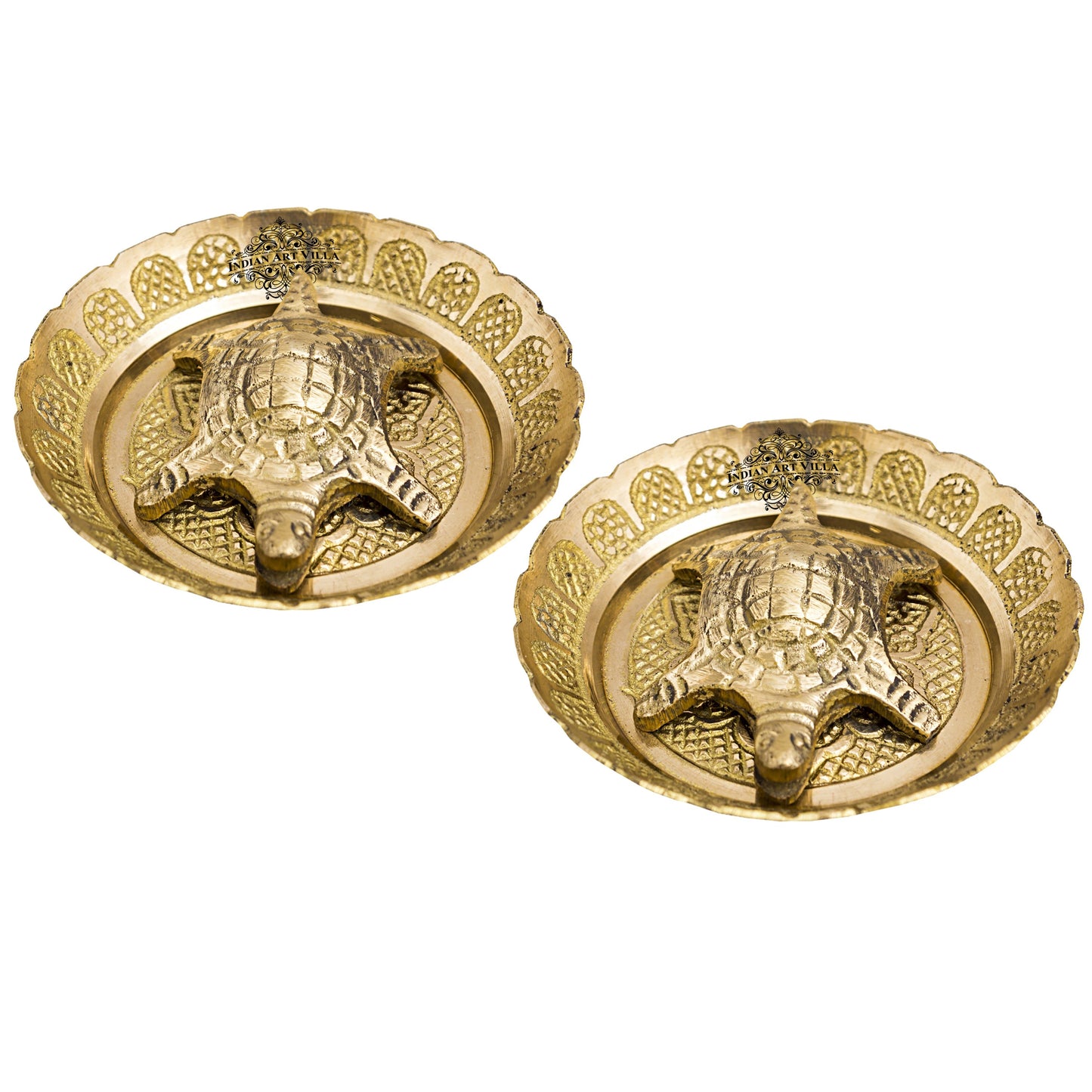 Handmade Brass Open Mouth Tortoise with Bowl